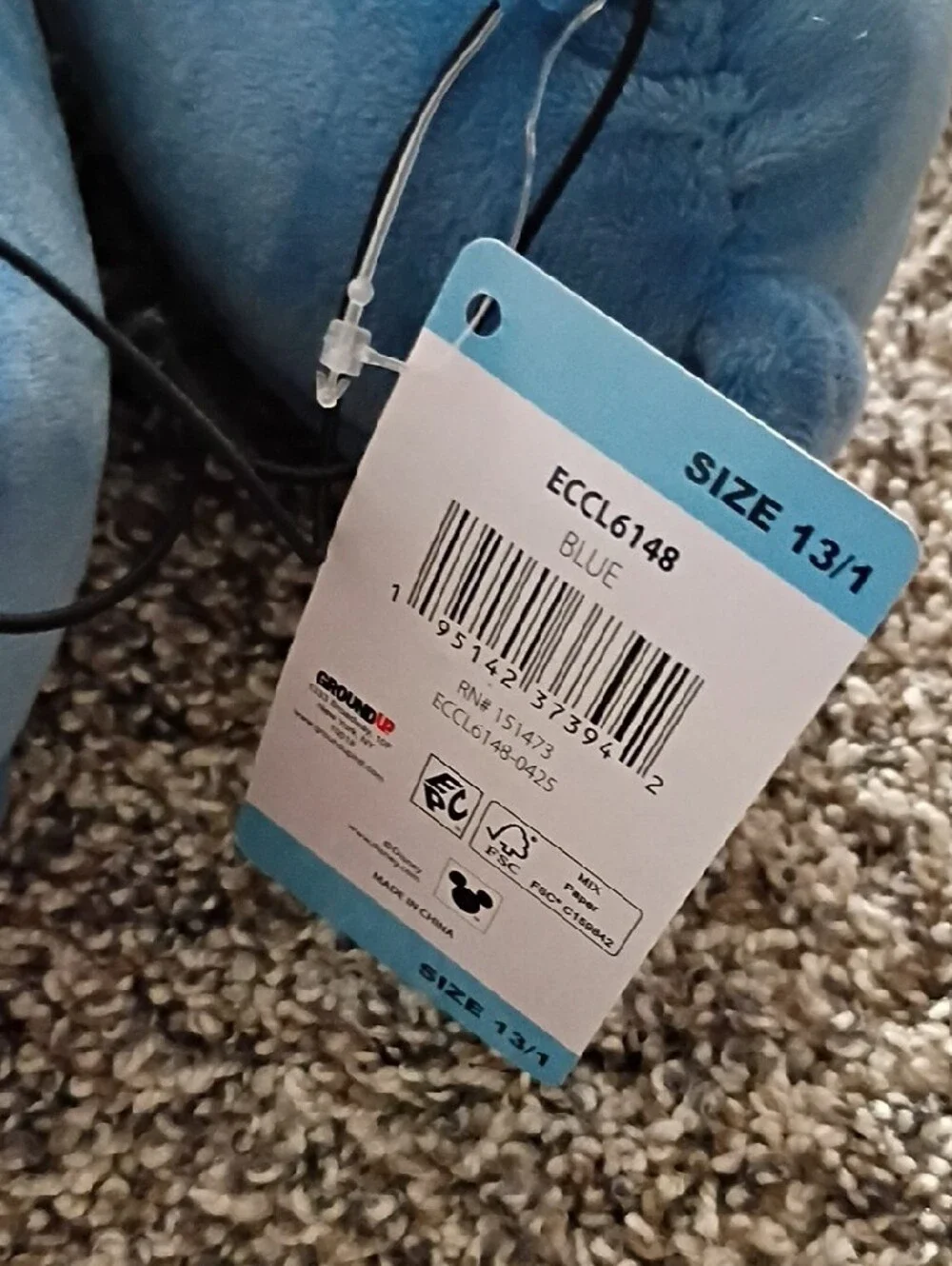 Disney Stitch Plush Slip-On Kids Slippers in Blue and Teal